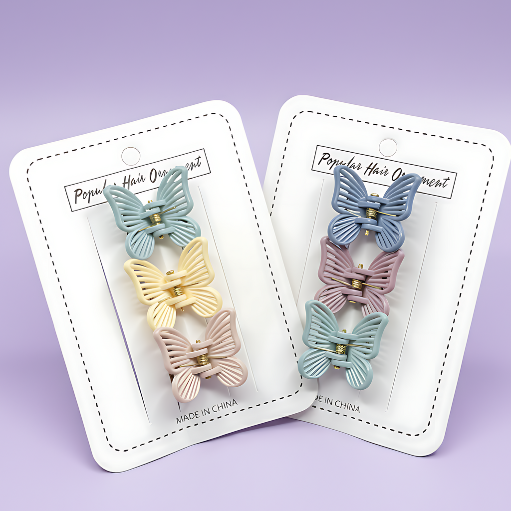 6 Butterfly Hair Clip Set