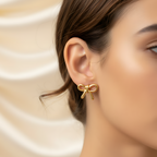 Gold Bow Stud Earrings