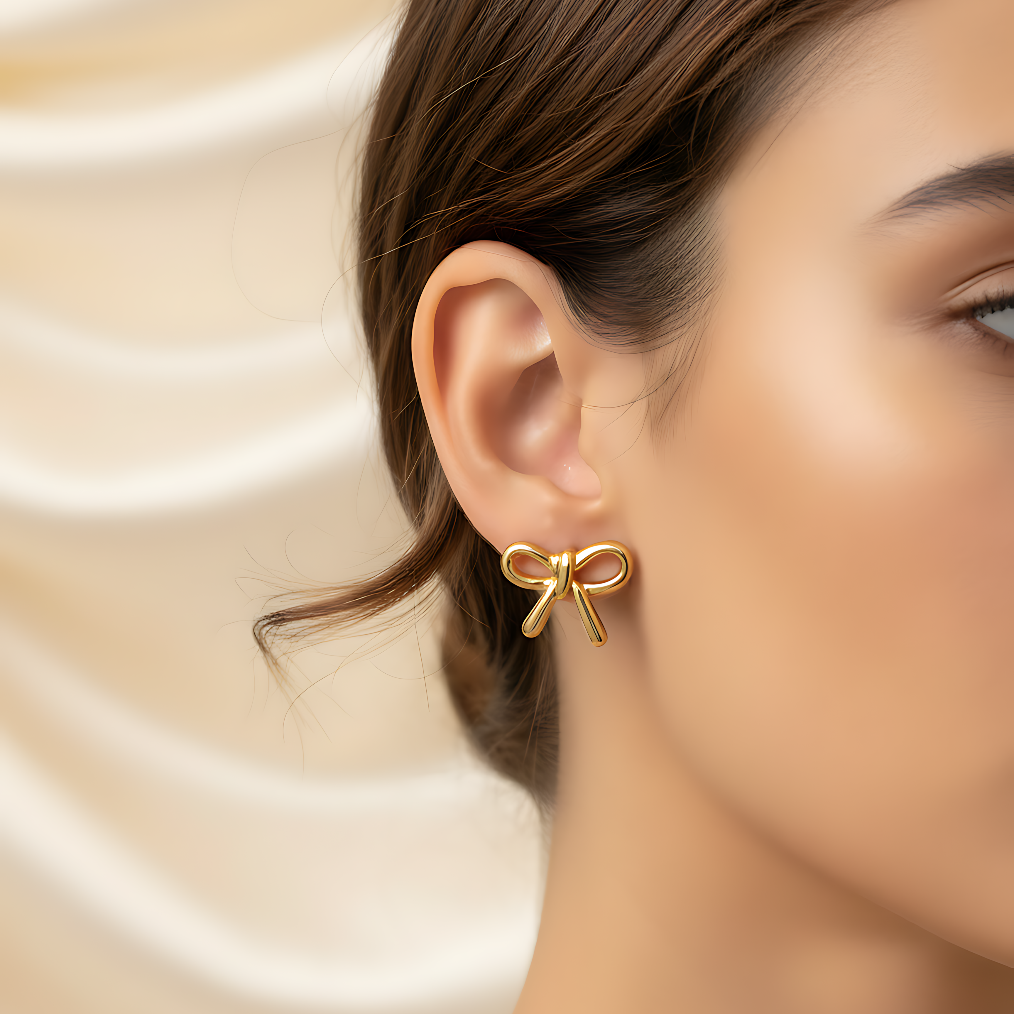 Gold Bow Stud Earrings