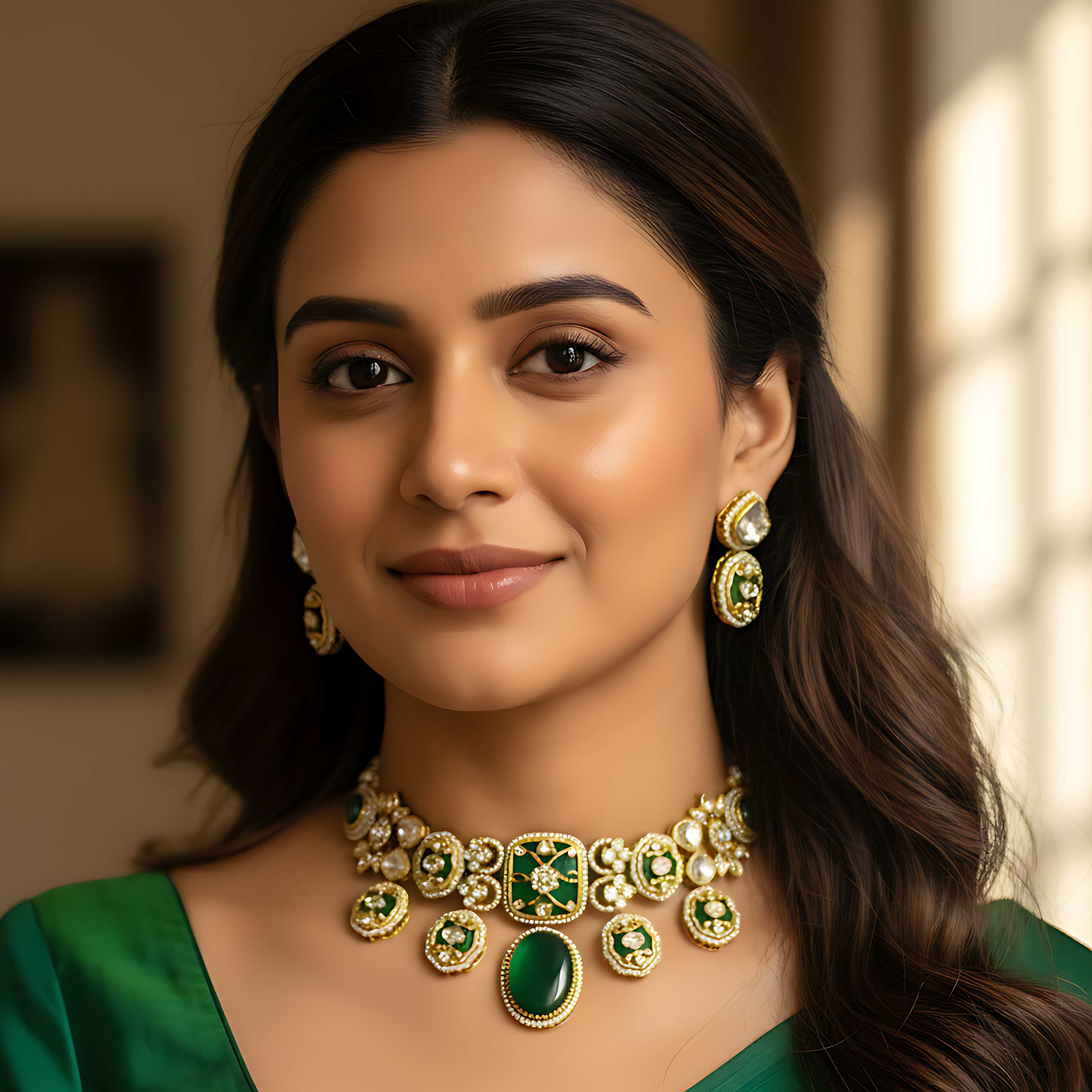 Green Stone Kundan Choker Set
