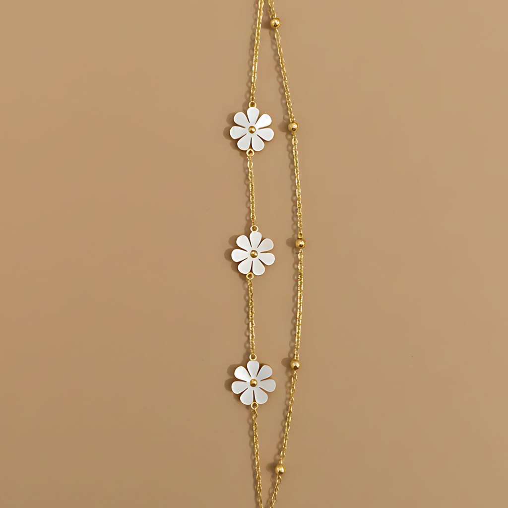 Daisy Charm Double Chain Bracelet