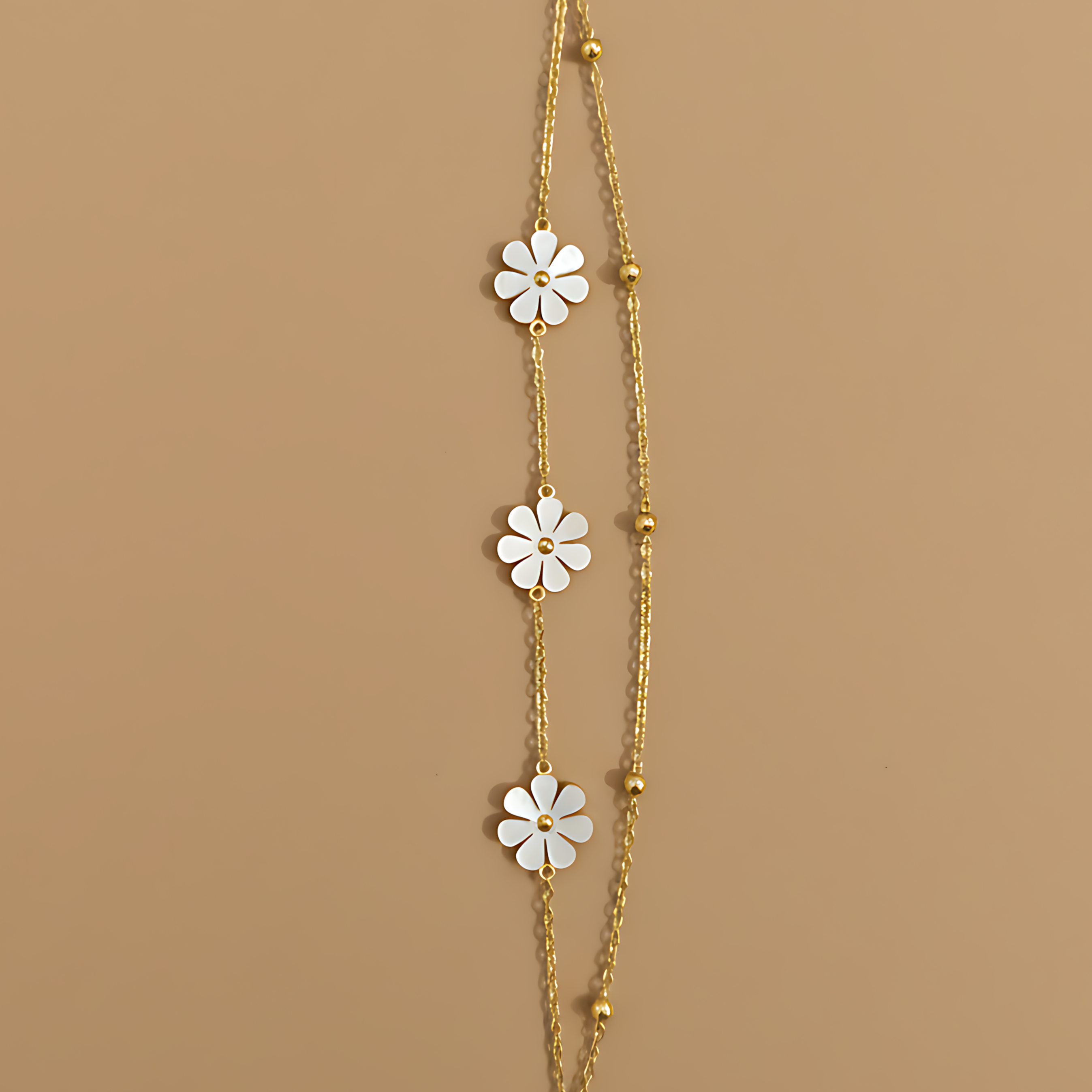 Daisy Charm Double Chain Bracelet