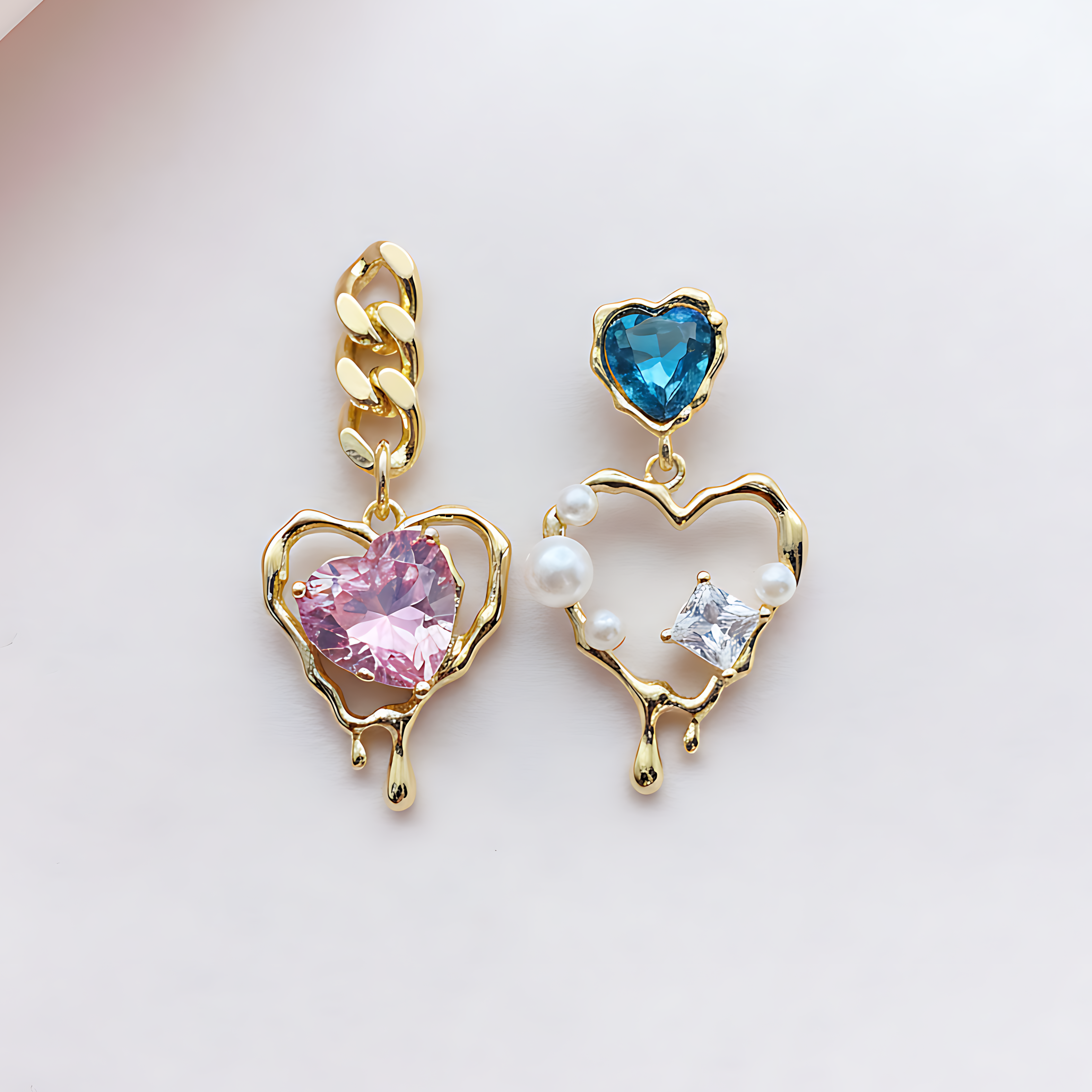 Asymmetric Heart Charm Earrings