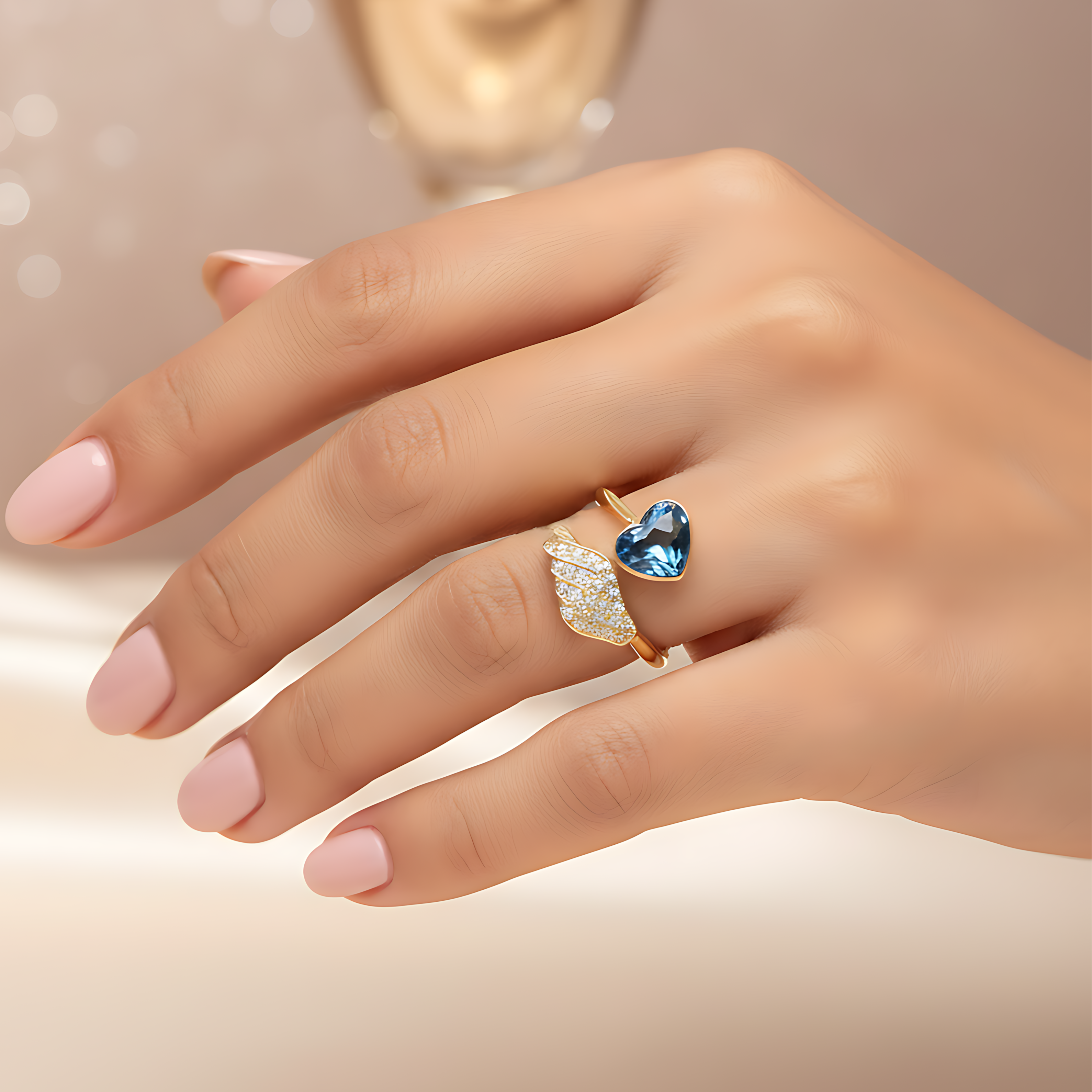 Blue Heart Adjustable Ring