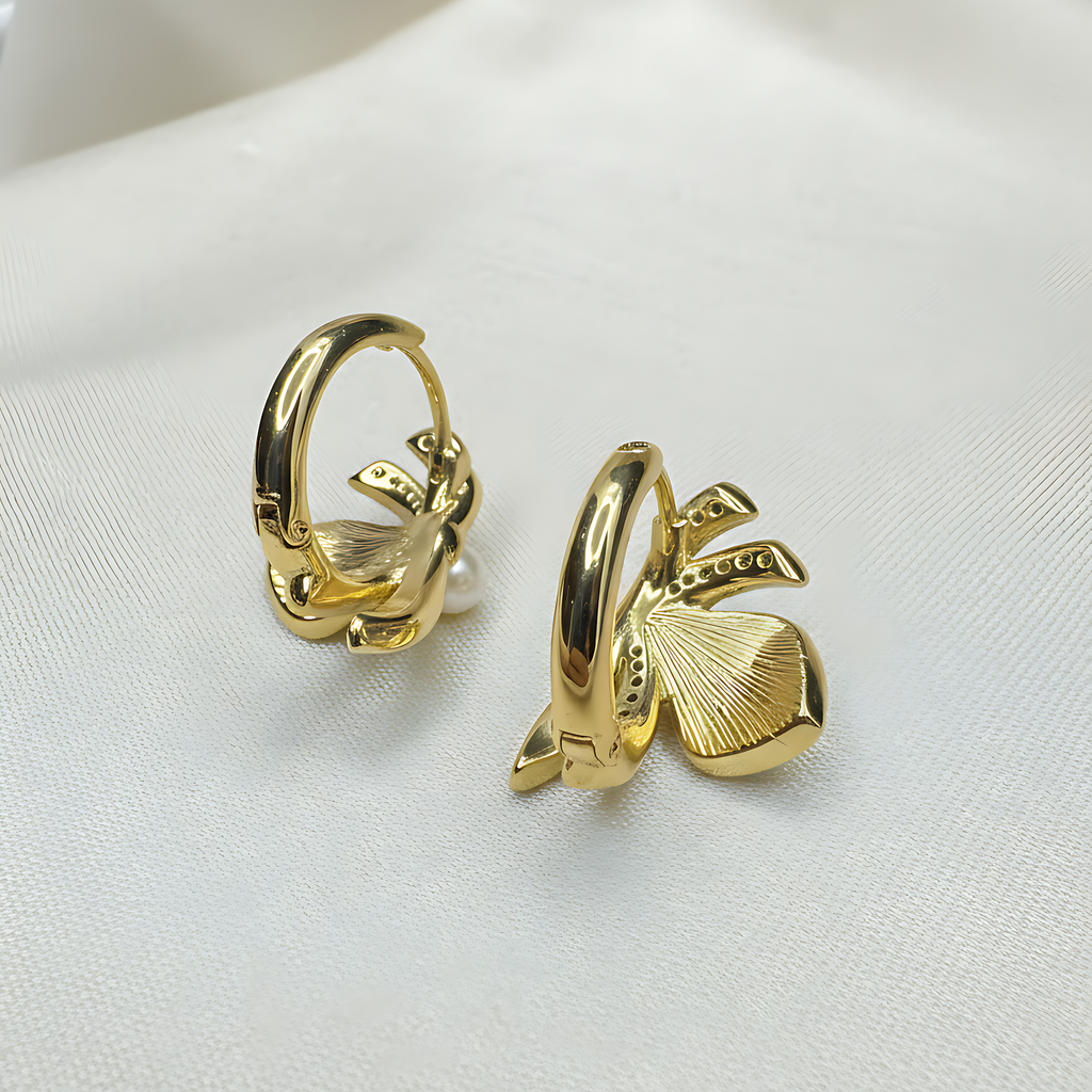 Pearl & Black Stone Earrings