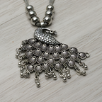 Oxidised Peacock Pendant Necklace Set