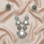 Oxidised Mirror Work Necklace Set