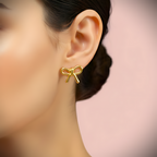 Gold Bow Stud Earrings
