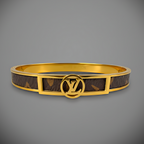 LV Leather Inlay Gold Bracelet