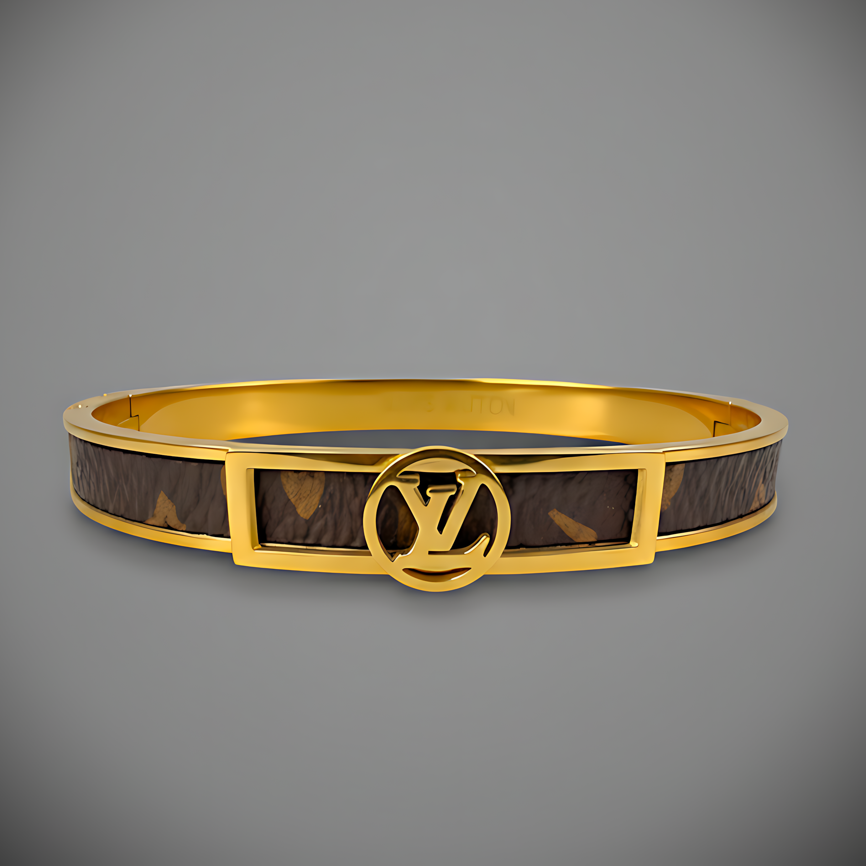 LV Leather Inlay Gold Bracelet