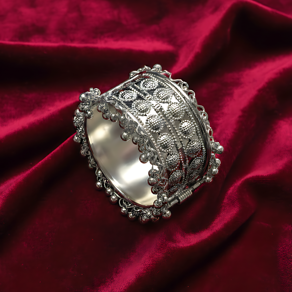 Oxidised Ghungroo Cuff Bracelet