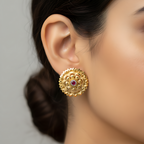 Gold Floral Stud Earrings