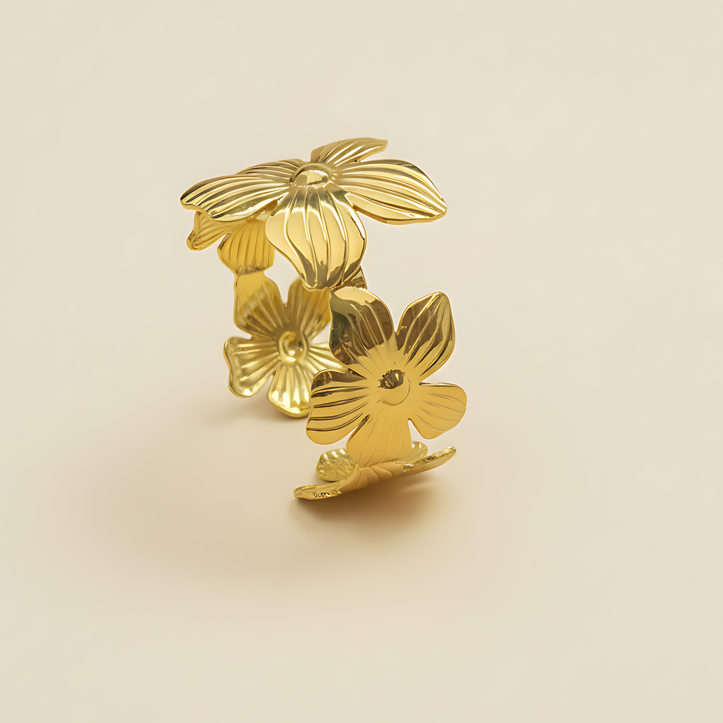 Floral Gold Cuff Bracelet