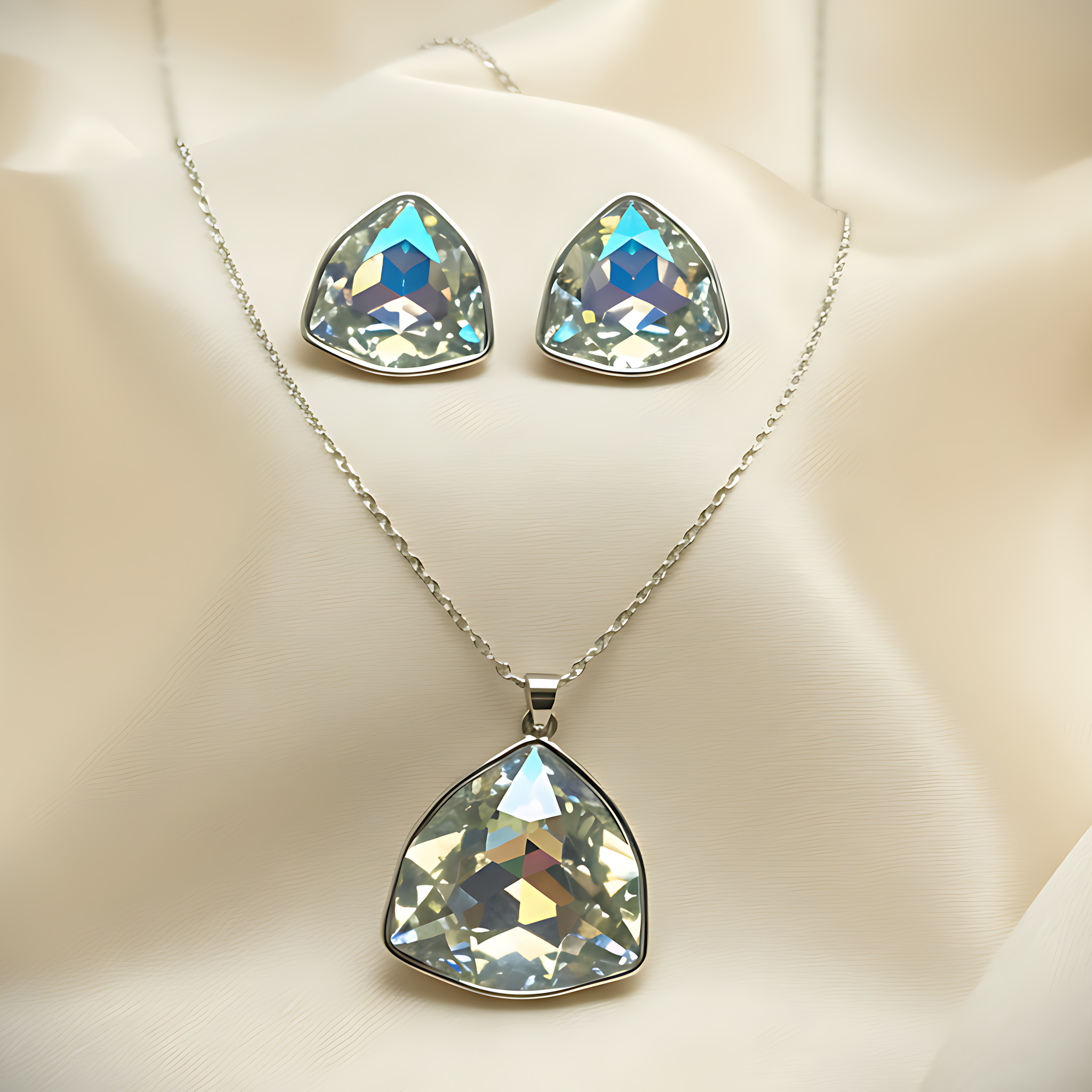 Crystal Pendant Necklace & Earring Set
