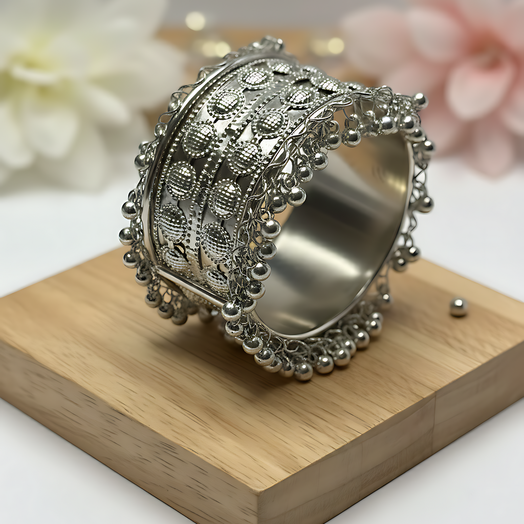 Oxidised Ghungroo Cuff Bracelet