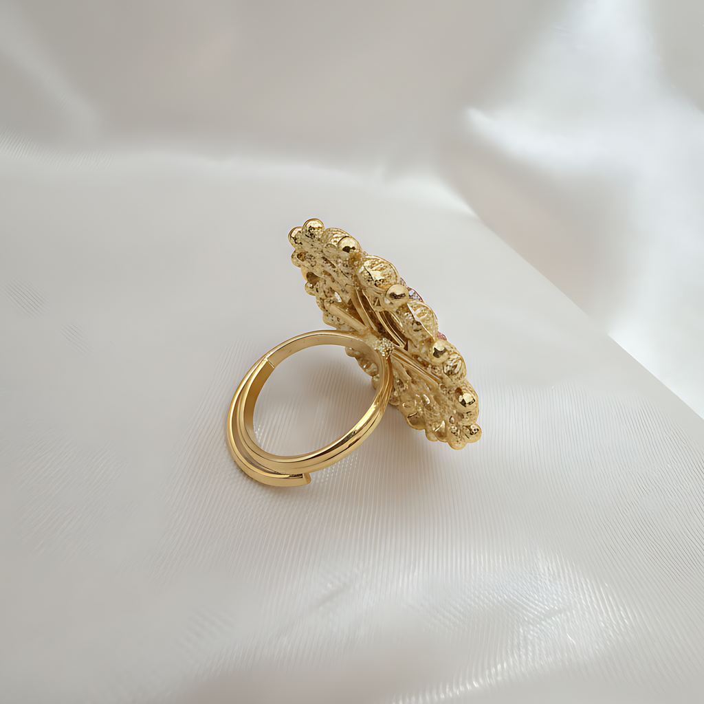 Kundan Floral Adjustable Ring