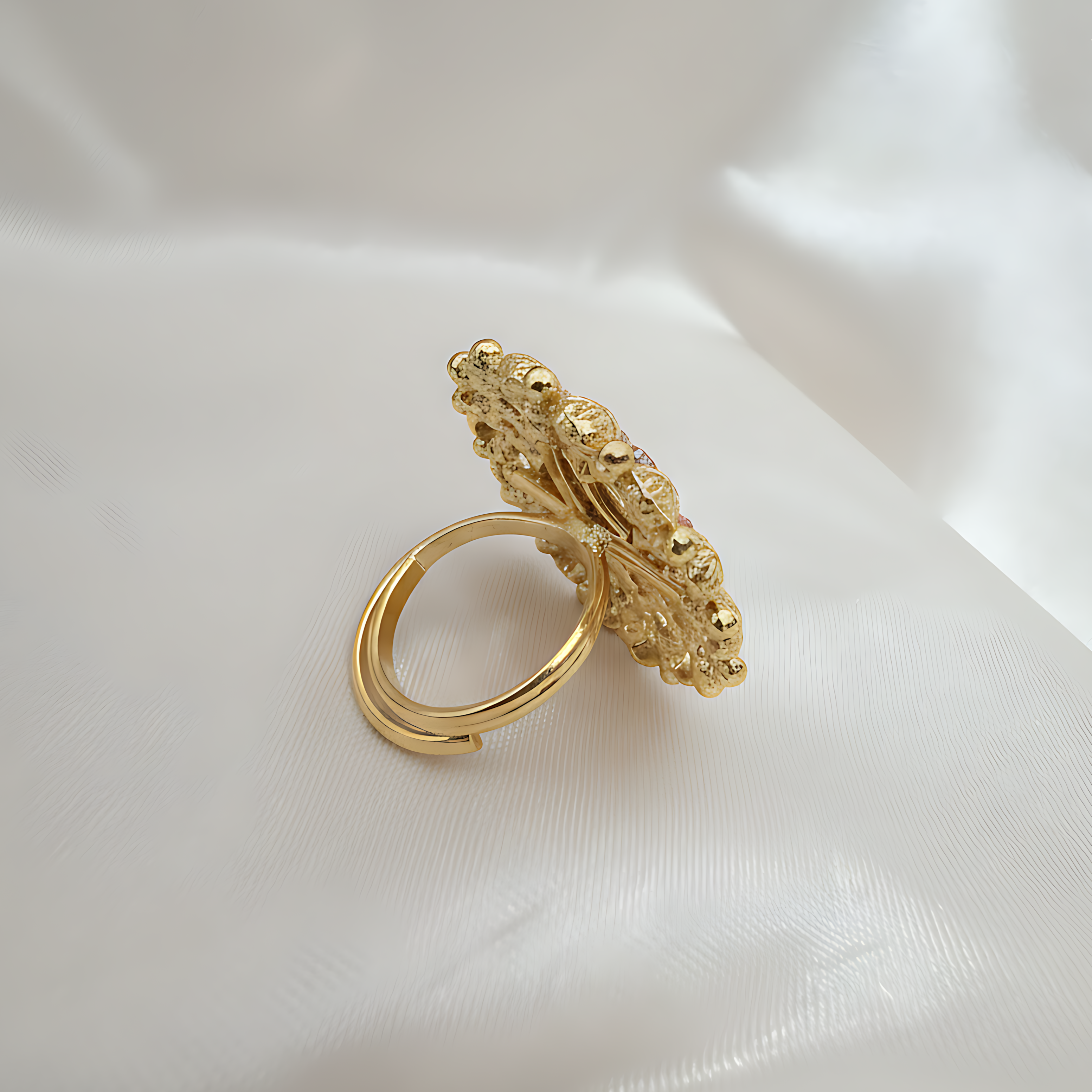 Kundan Floral Adjustable Ring