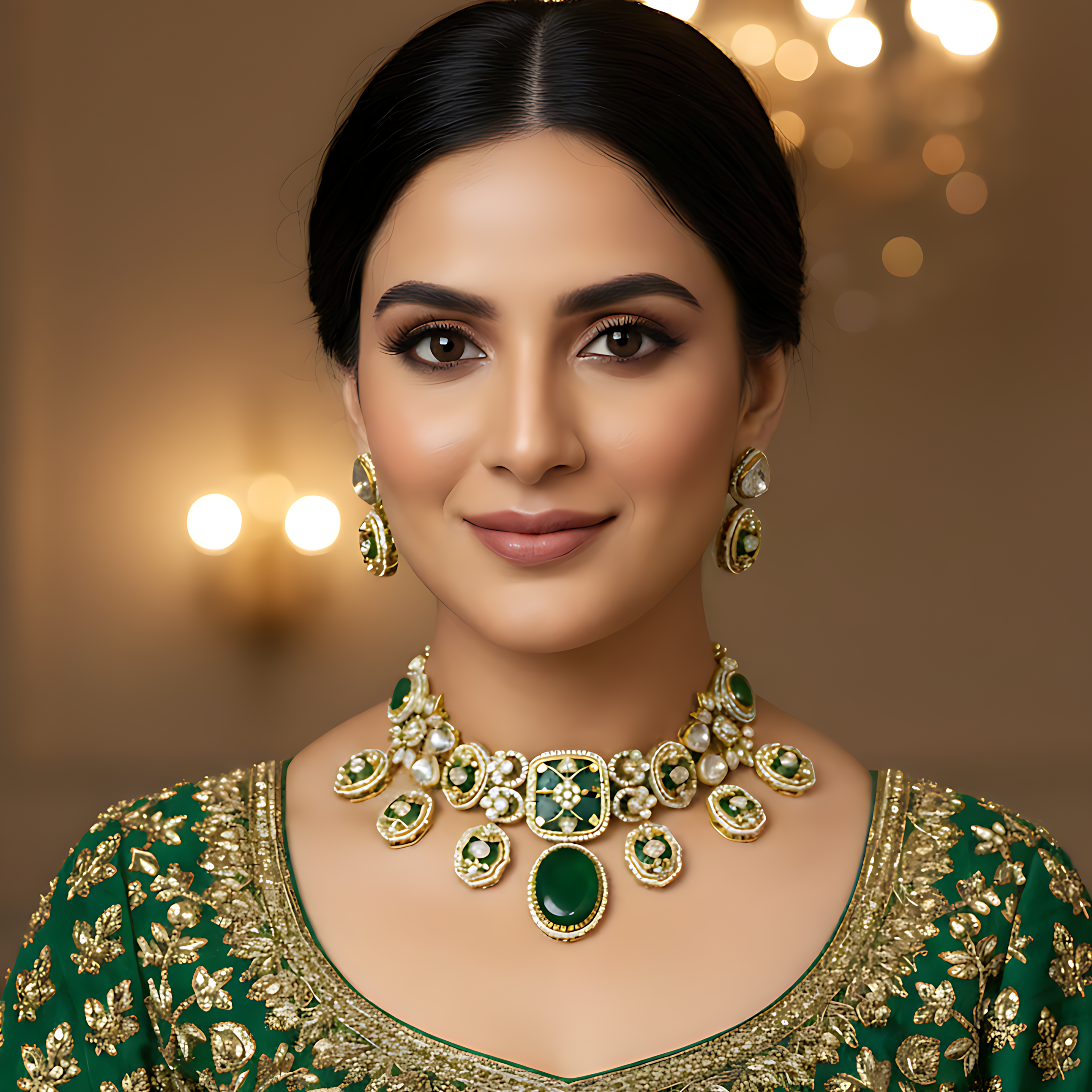 Green Stone Kundan Choker Set