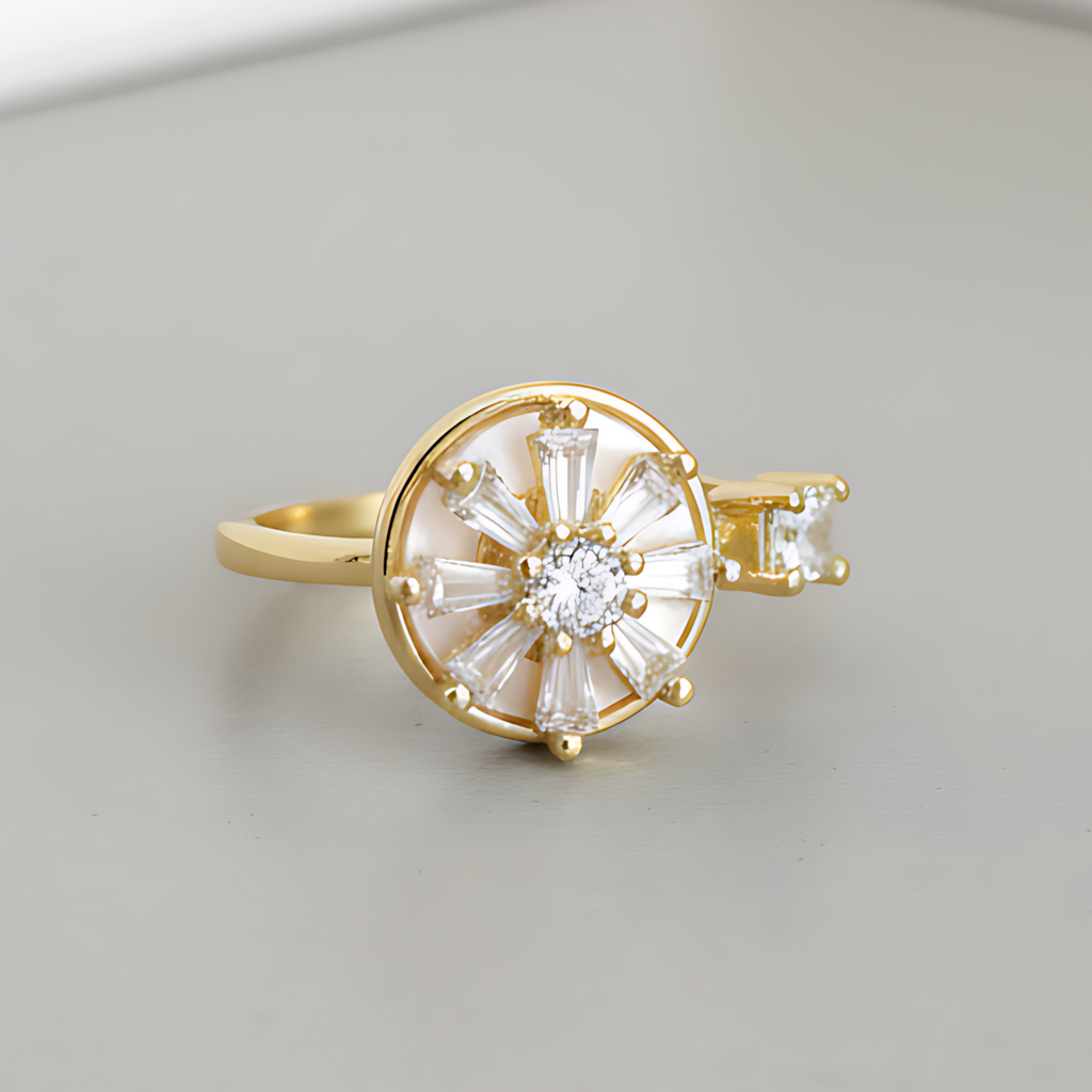 Gold-Plated Spinning Crystal Ring