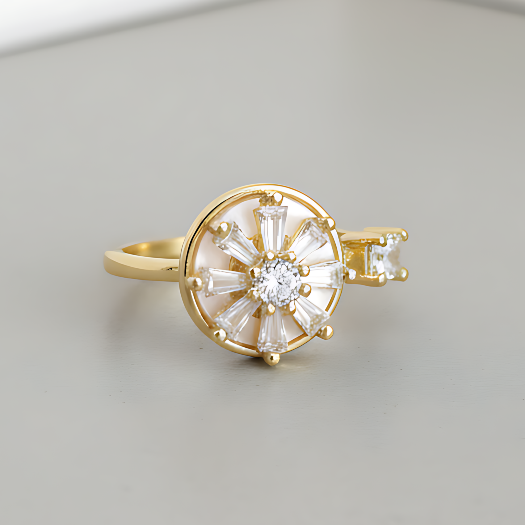 Gold-Plated Spinning Crystal Ring