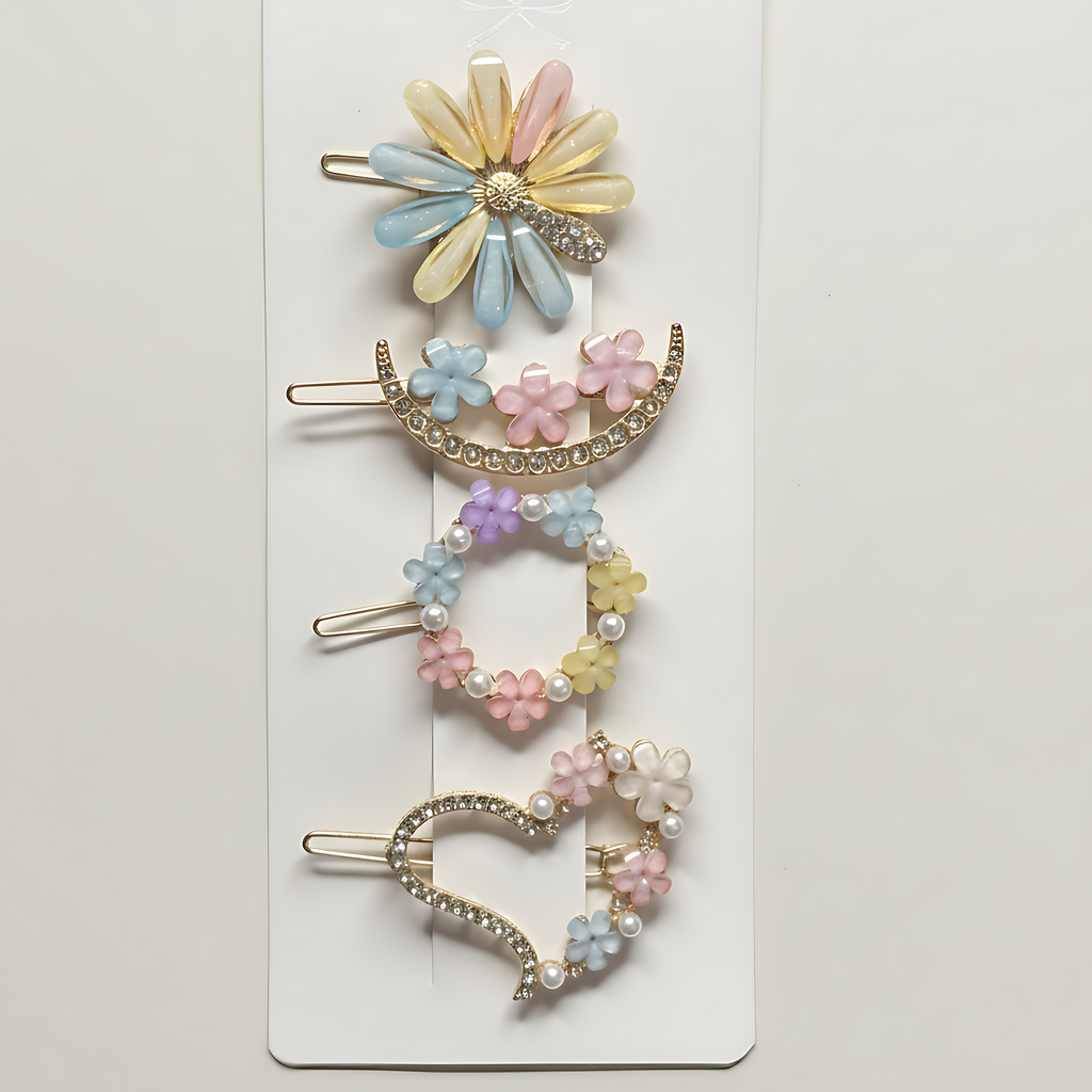 Floral & Pearl Hair Clip Set