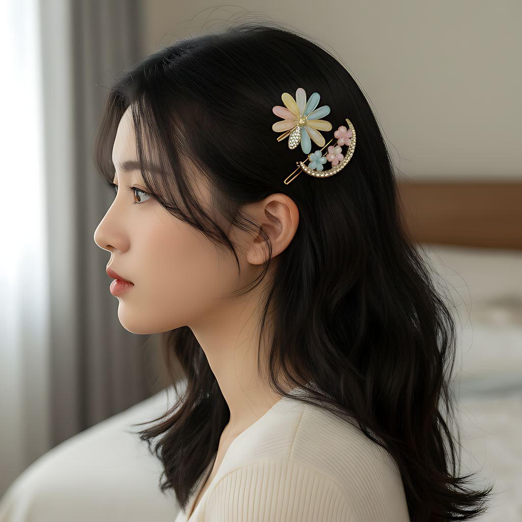 Floral & Pearl Hair Clip Set