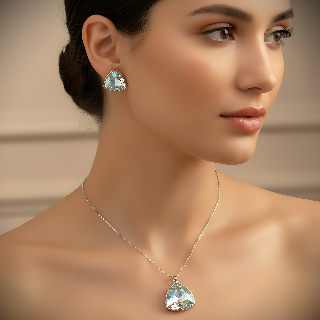 Crystal Pendant Necklace & Earring Set