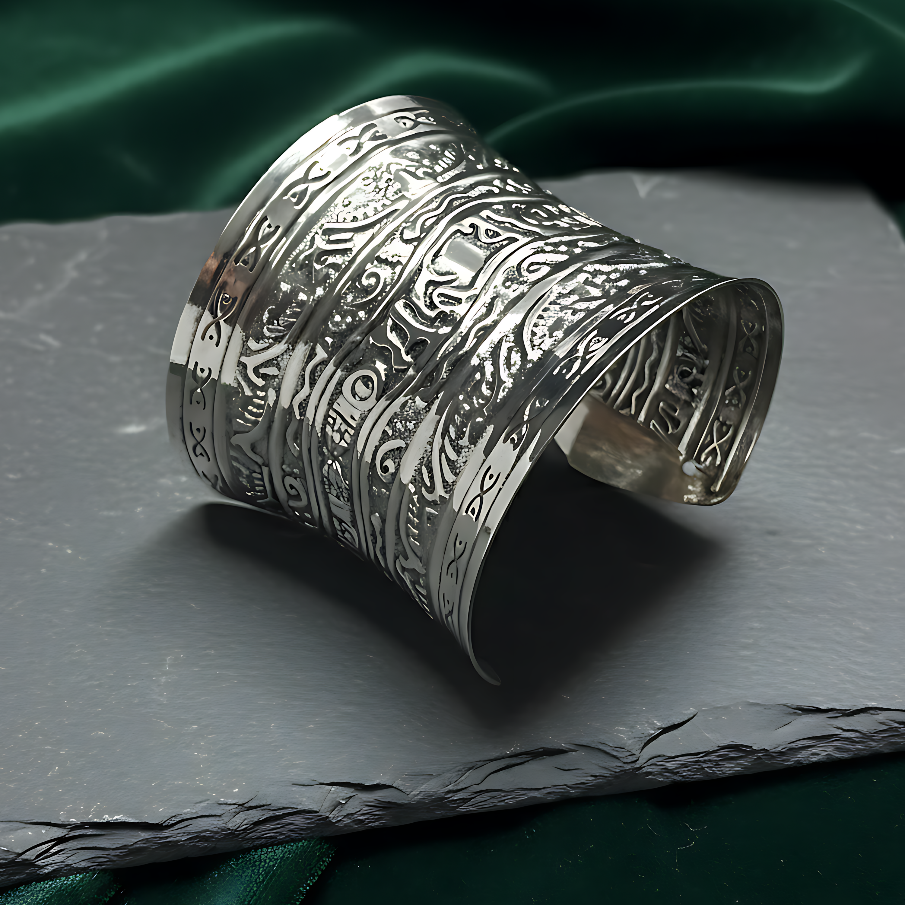 Oxidised Floral Cuff Bracelet