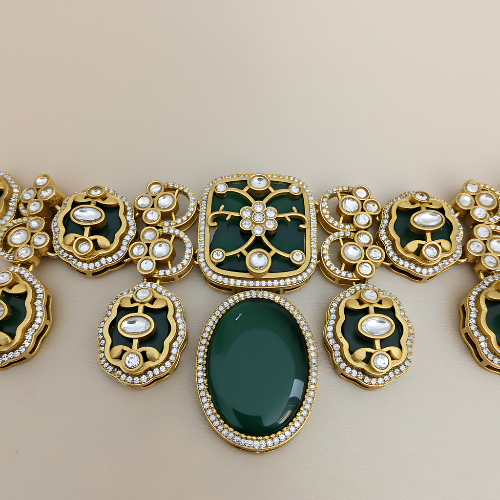 Green Stone Kundan Choker Set