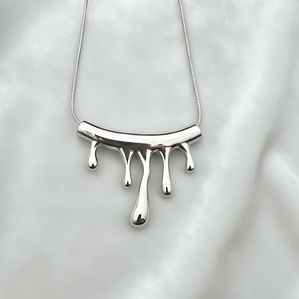 Silver Drip Effect Necklace