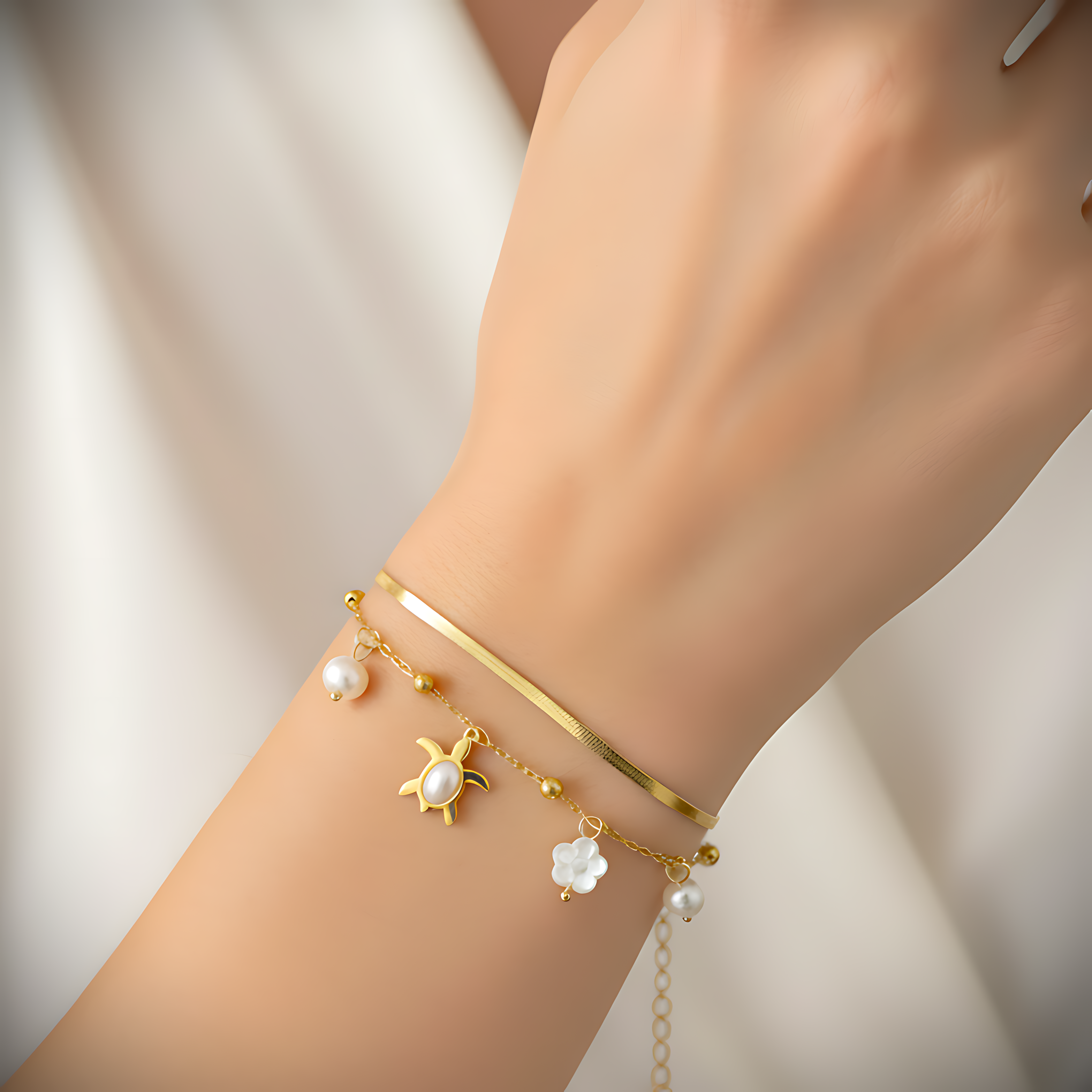 Ocean Pearl Charm Bracelet