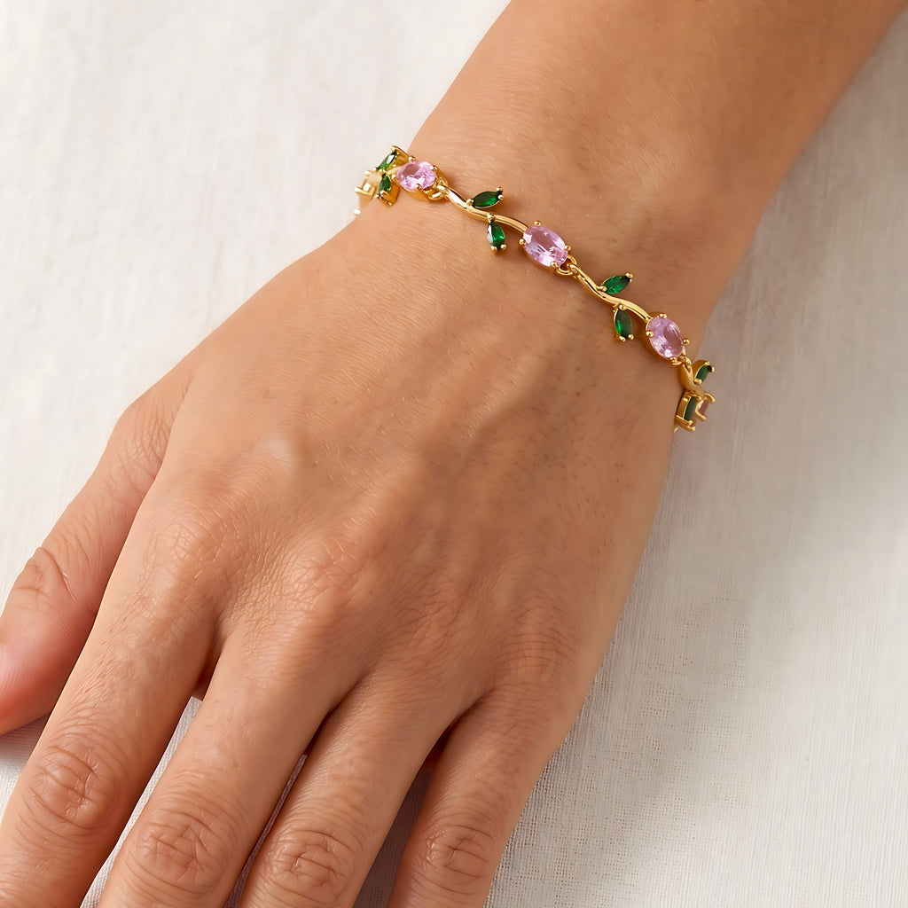 Pink & Green Tulip Bracelet