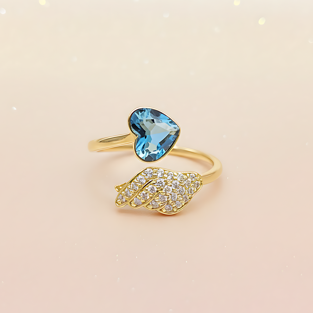 Blue Heart Adjustable Ring