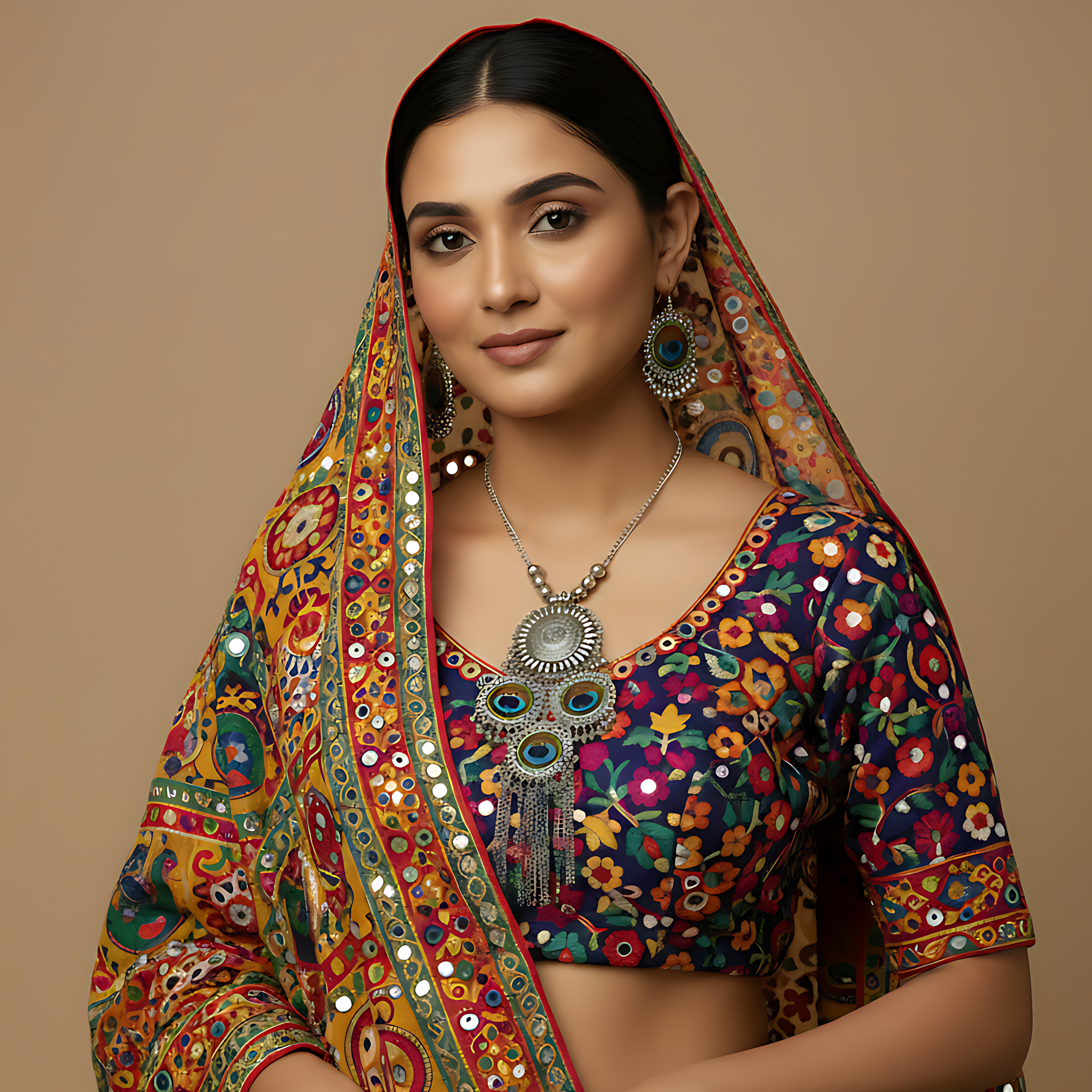 Oxidised Peacock Feather Necklace Set