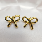 Gold Bow Stud Earrings