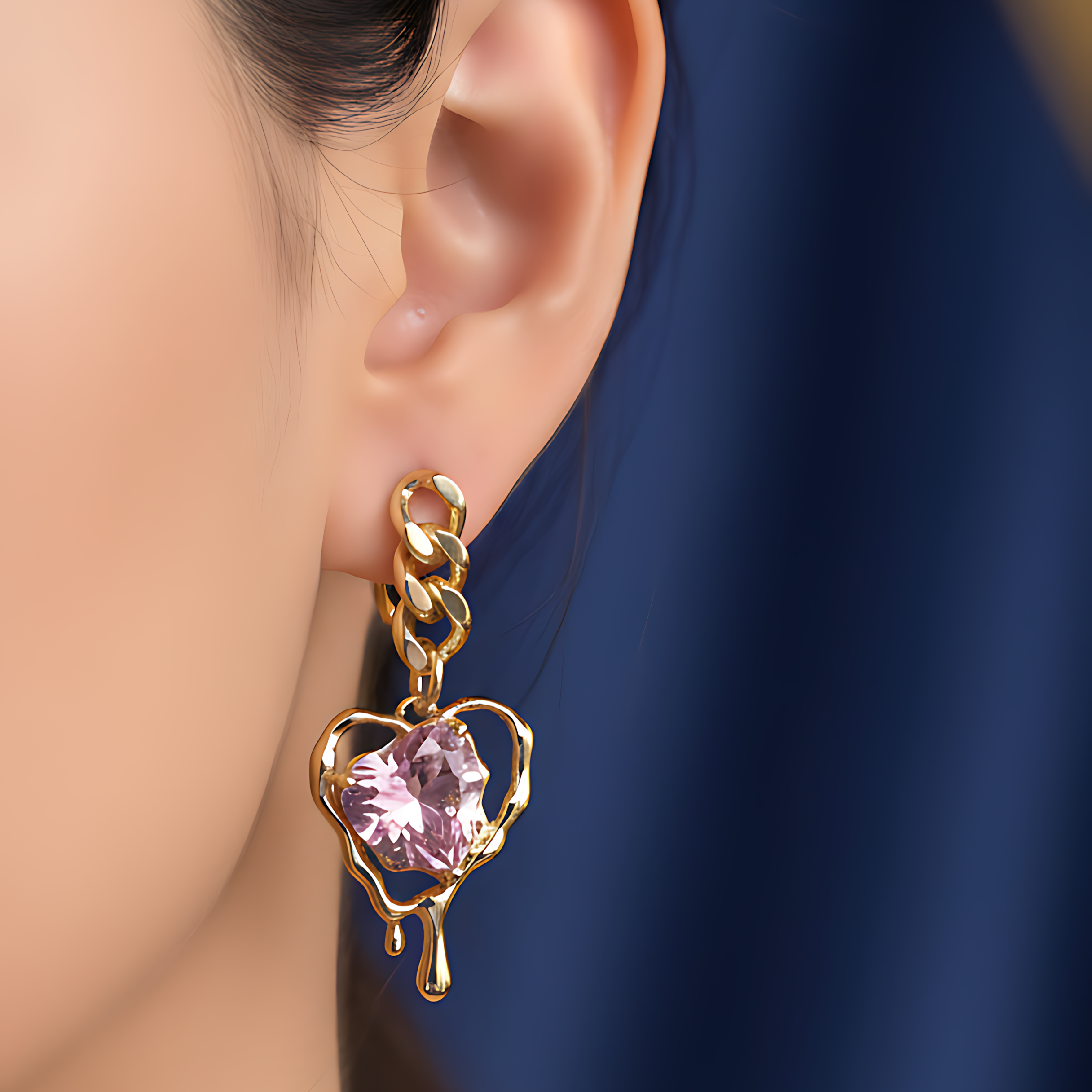 Asymmetric Heart Charm Earrings