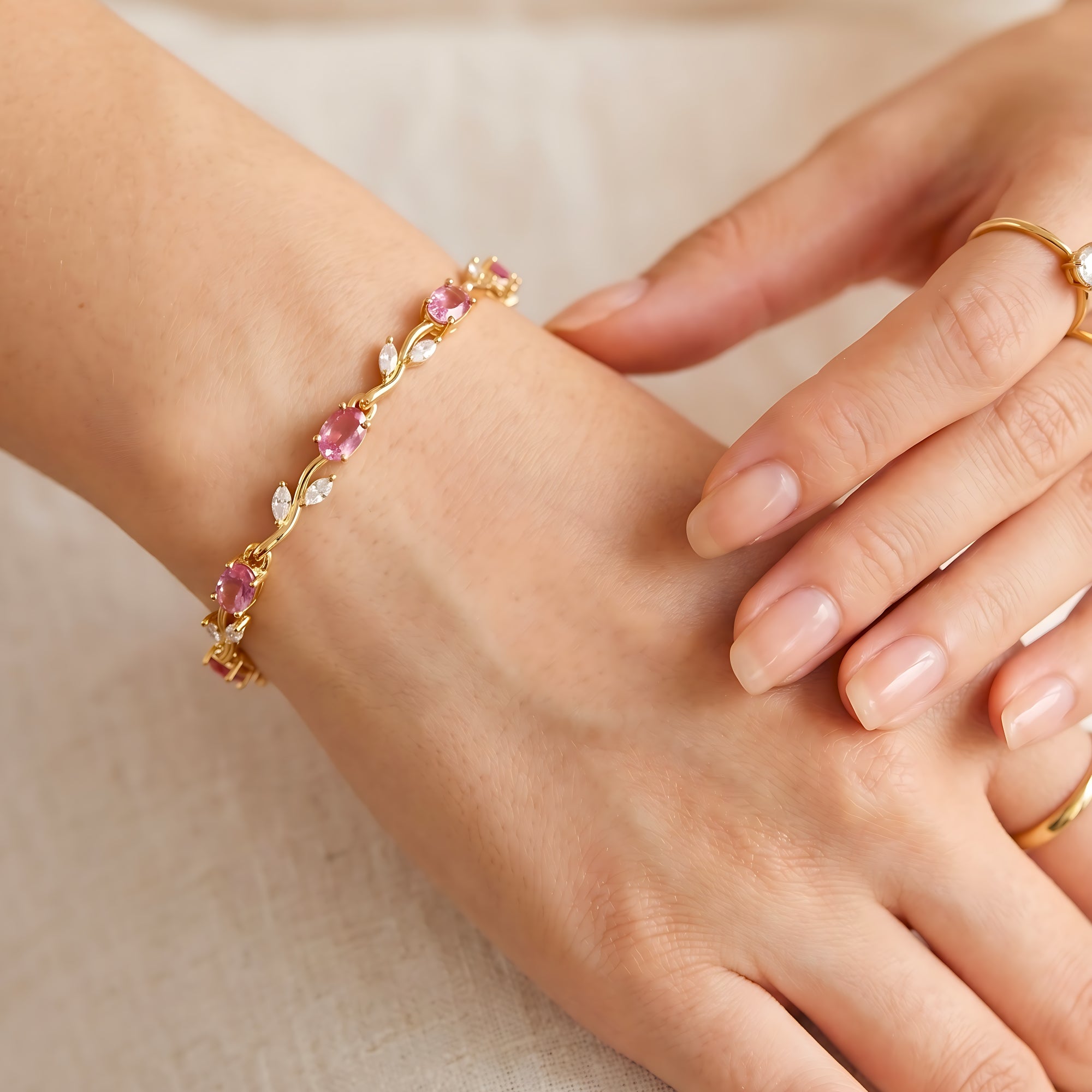 Pink & White Tulip Bracelet