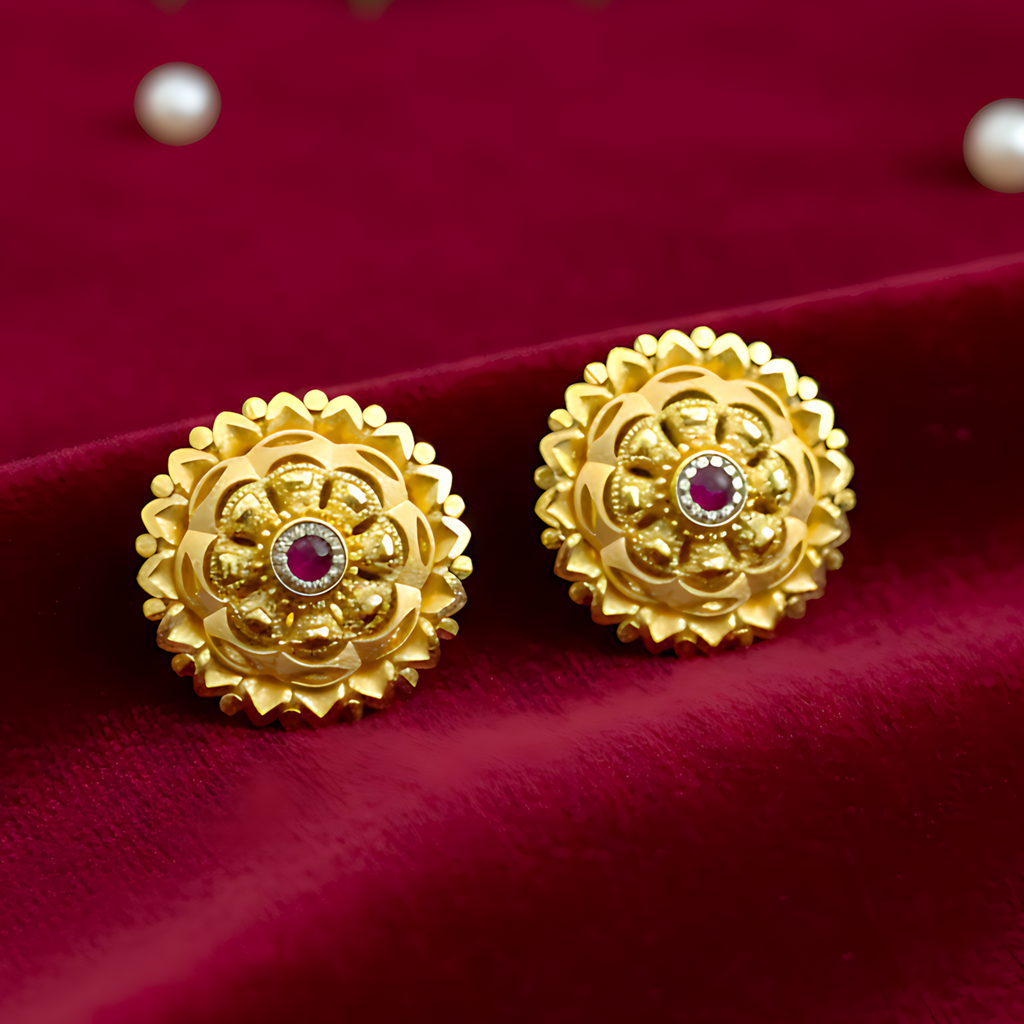 Gold Floral Stud Earrings