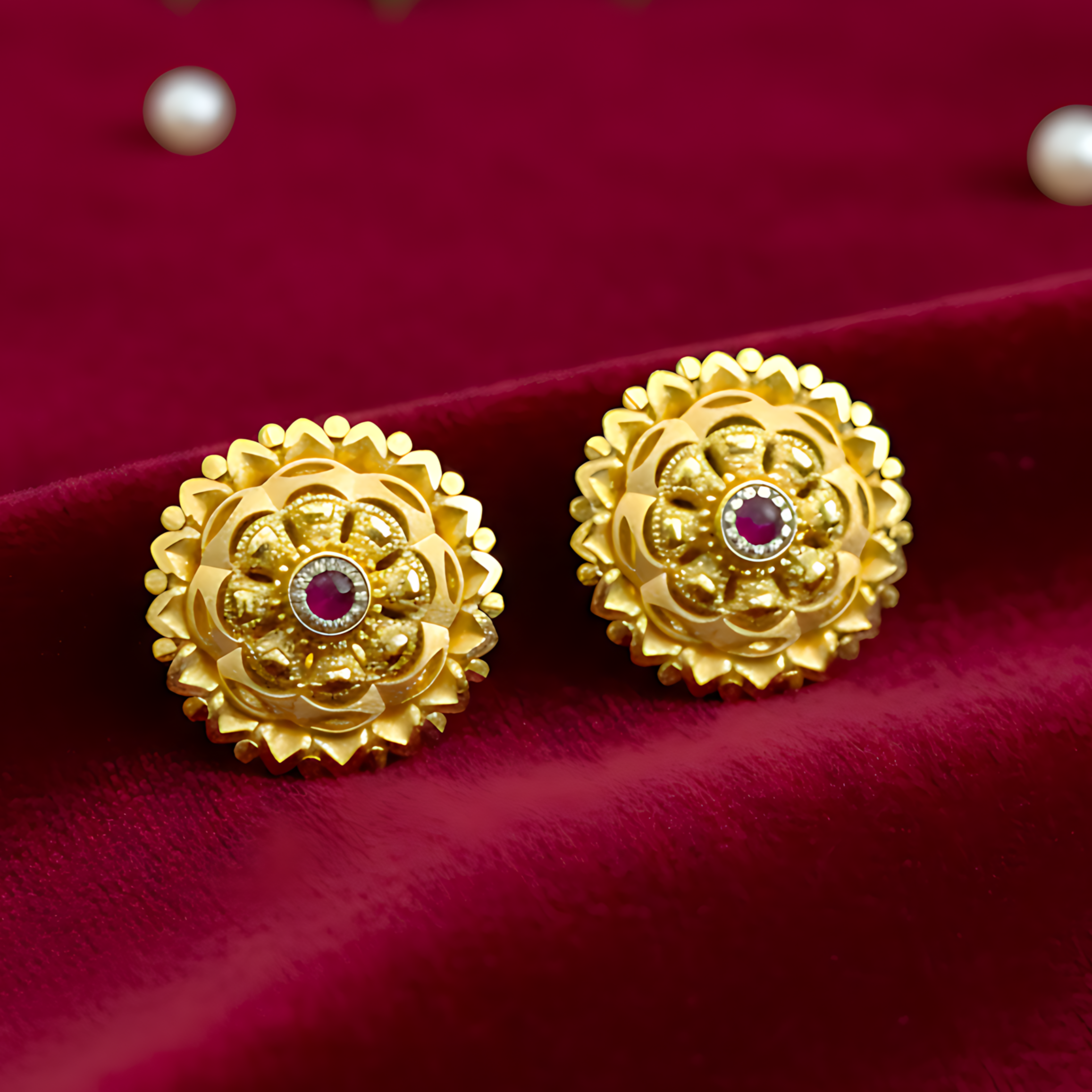 Gold Floral Stud Earrings