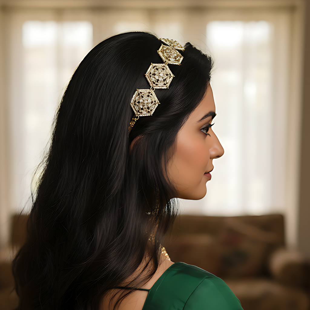 Hexagon Crystal Hair Chain