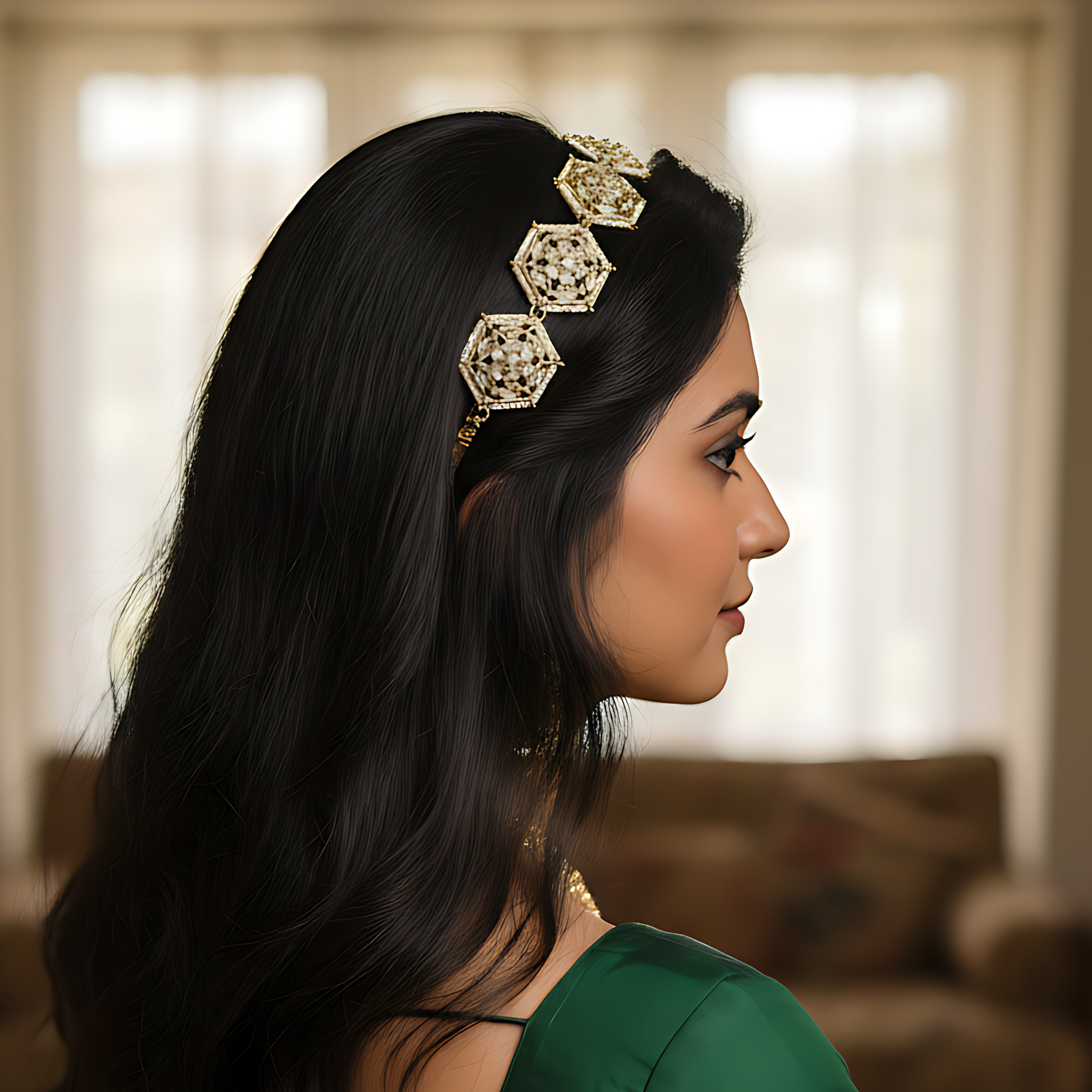 Hexagon Crystal Hair Chain