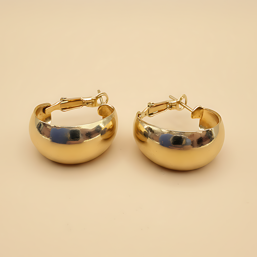 Classic Gold Dome Hoop Earrings