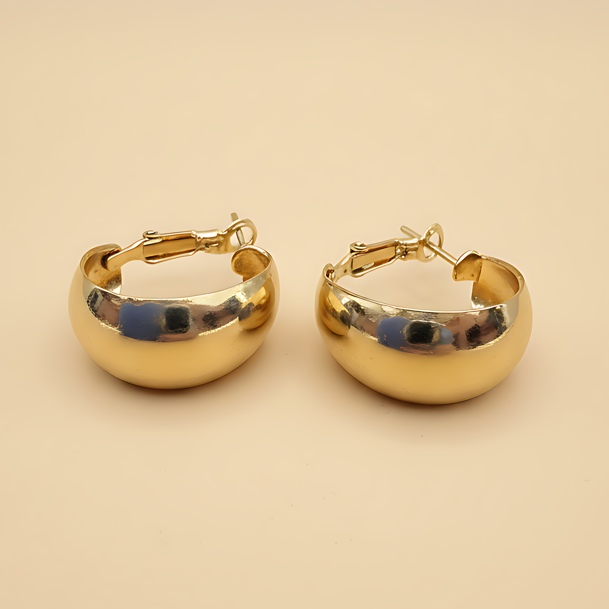 Classic Gold Dome Hoop Earrings