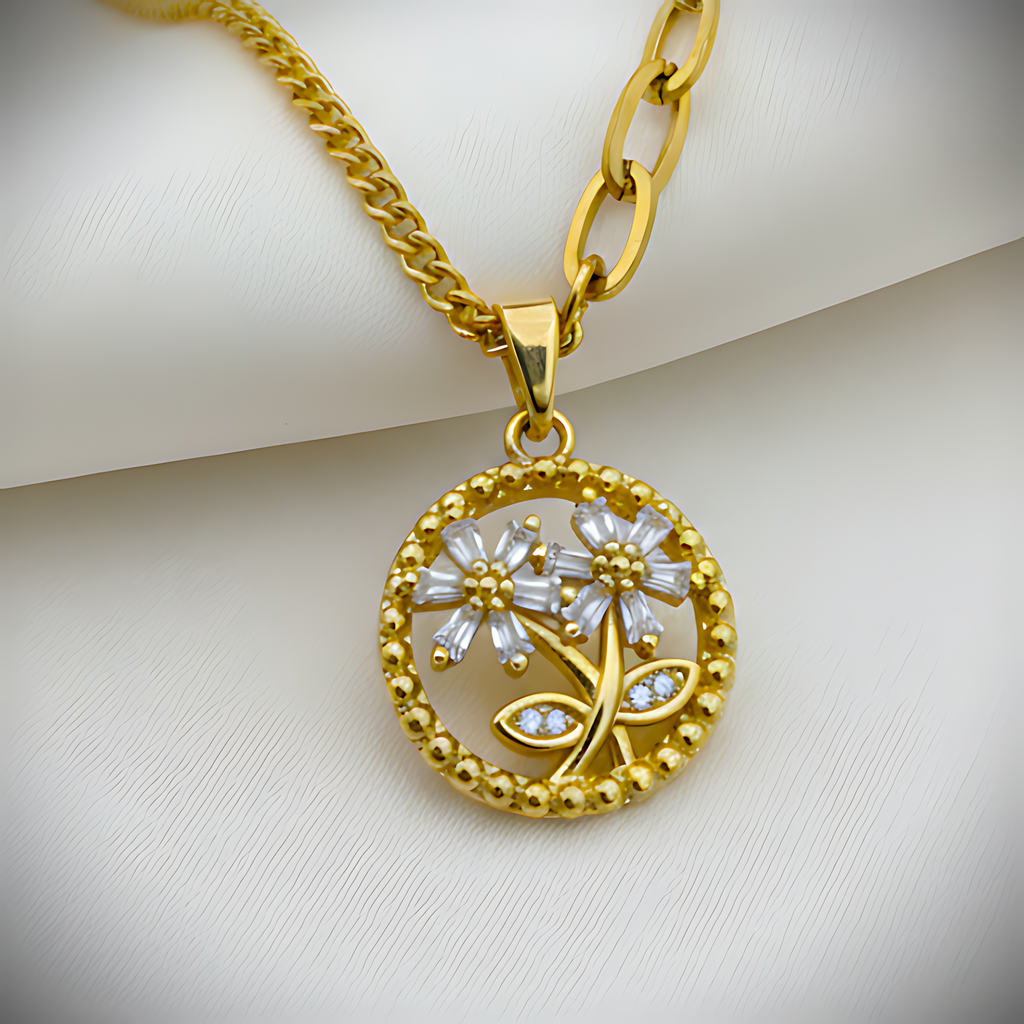 Golden Blossom Pendant Necklace
